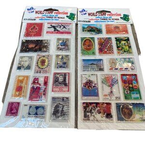 Vtg Puffy Postage Stamp Stickers Scrapbooking Collectors NEW 1995 - 2 Packs